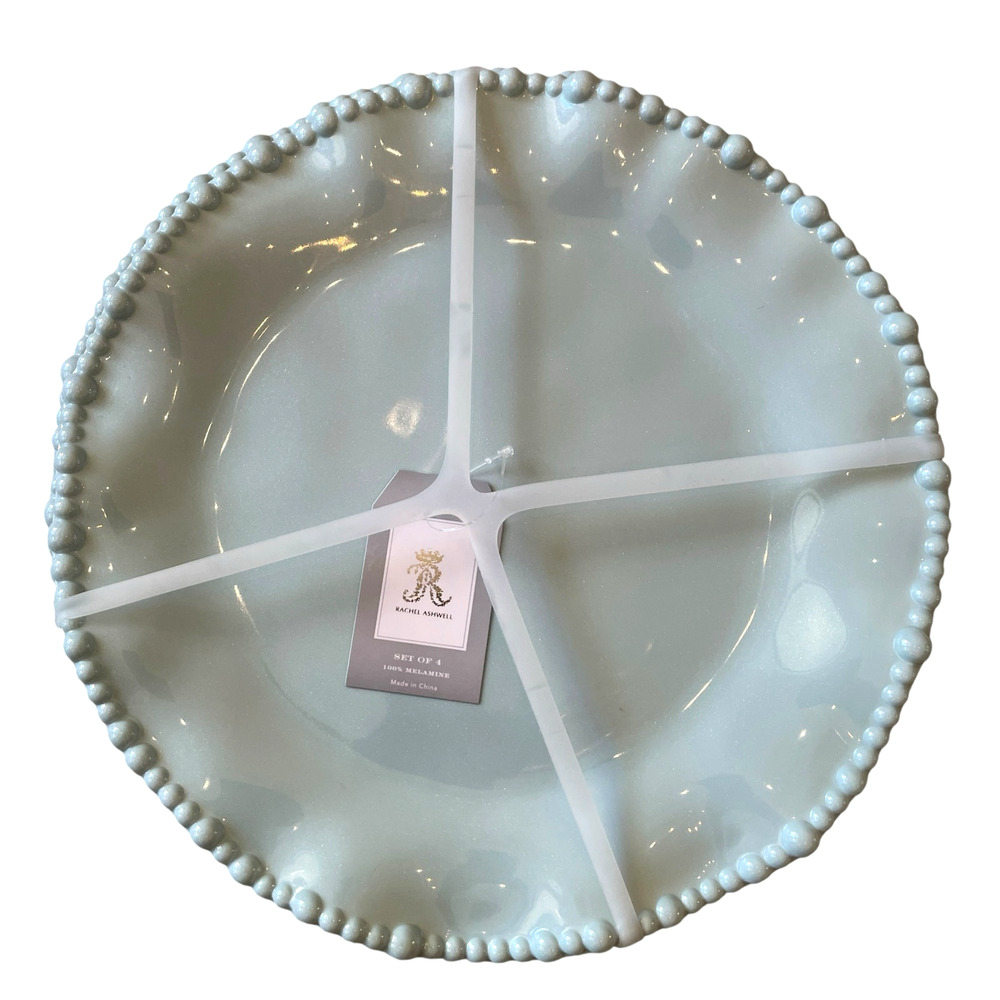 Rachel Ashwell Pastel Blue Pearl Shimmer Melamine Plates 9in Set of 4 New